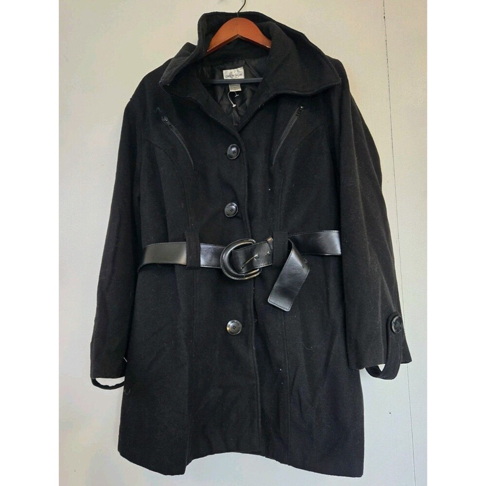 Care N Sport‎ Coat Womens 3X Plus Black Wool Blend Peacoat Winter Old Money